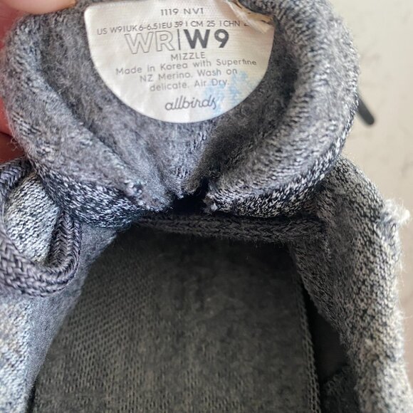 Allbirds Women’s Wool Runner Mizzles Gray Sneakers Size 9 1119 NV1 Merino Wool - Picture 13 of 14